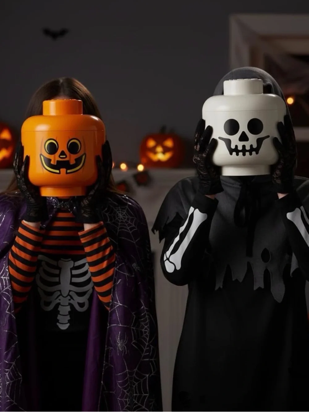 Lego Orange Pumpkin Jack-O'-Lantern storage  Head